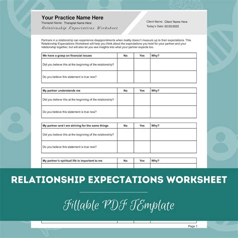 Printable Relationship Expectations Worksheet